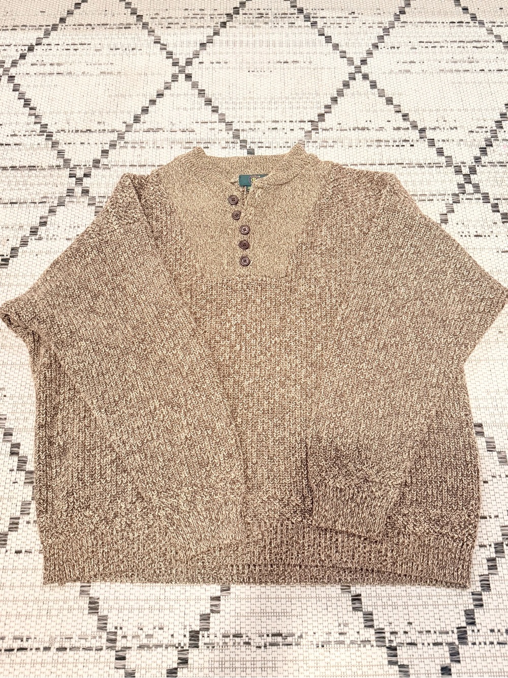 Club Room Men's Brown Marled Crewneck Henley Sweater